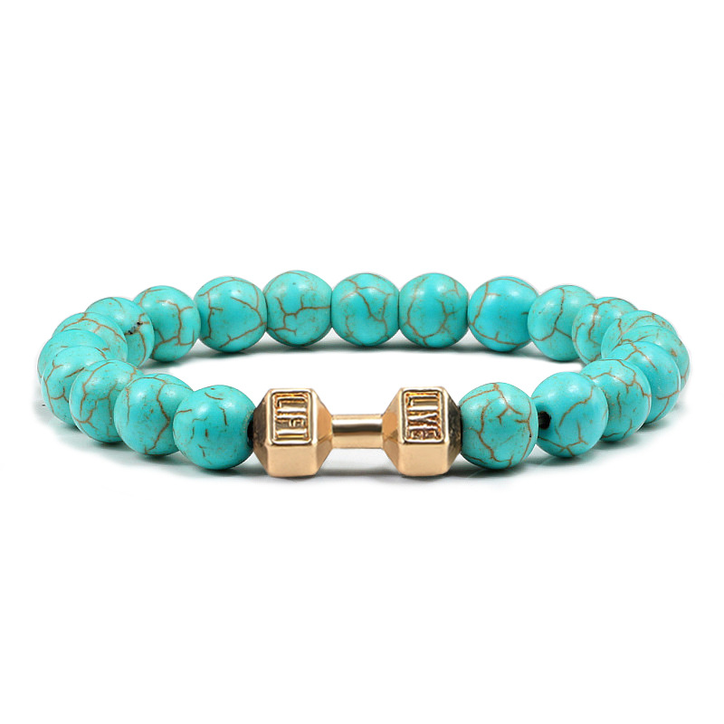 Turquoise Energy Gun Black Electroplated Alloy Barbell Bracelet - Image 10