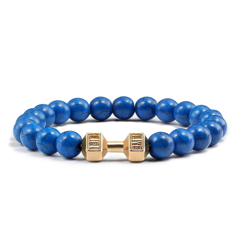 Turquoise Energy Gun Black Electroplated Alloy Barbell Bracelet - Image 12