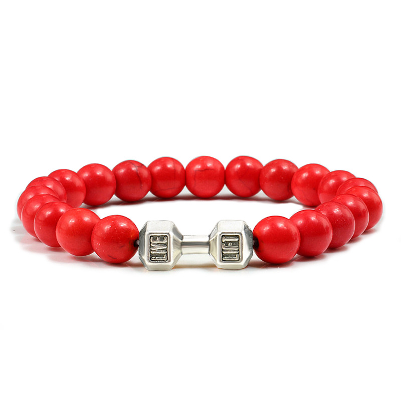 Turquoise Energy Gun Black Electroplated Alloy Barbell Bracelet - Image 13