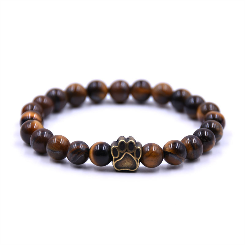Volcanic Stone Dog Paw Bracelet Tiger Eye Stone - Image 7