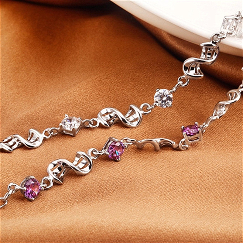 Red Bean Amethyst White Gold Plated 8-shaped Bracelet - Image 4