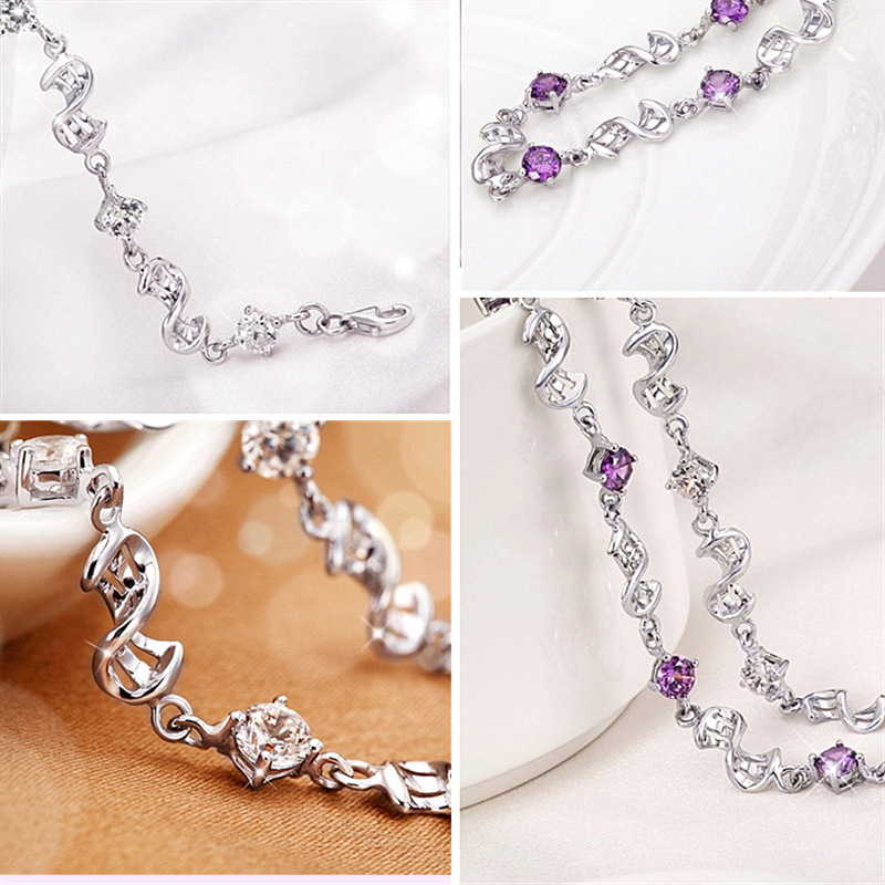 Red Bean Amethyst White Gold Plated 8-shaped Bracelet - Image 3
