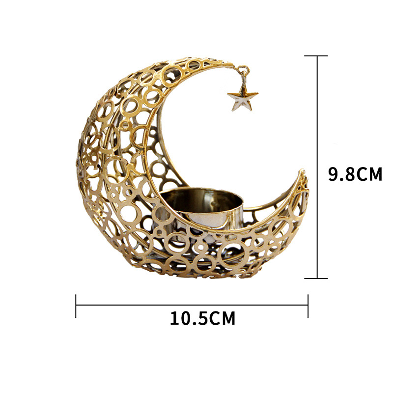 Light Luxury Crescent Moon Star Moon Black Gold Metal Candle Holder Modern Romantic Wedding Christmas Candle Cup Home Decor - Image 3