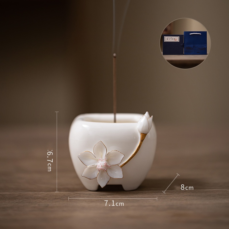 Creative Ceramic Lotus Line Incense Holder Handmade - Image 5