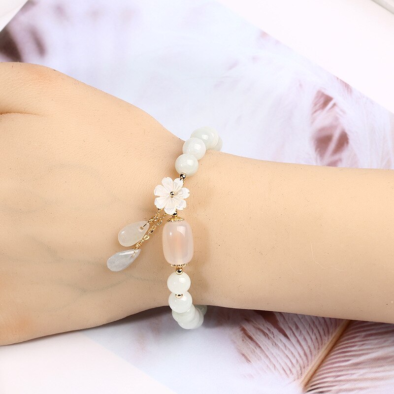 Shell flower jade water drop bracelet - Image 3
