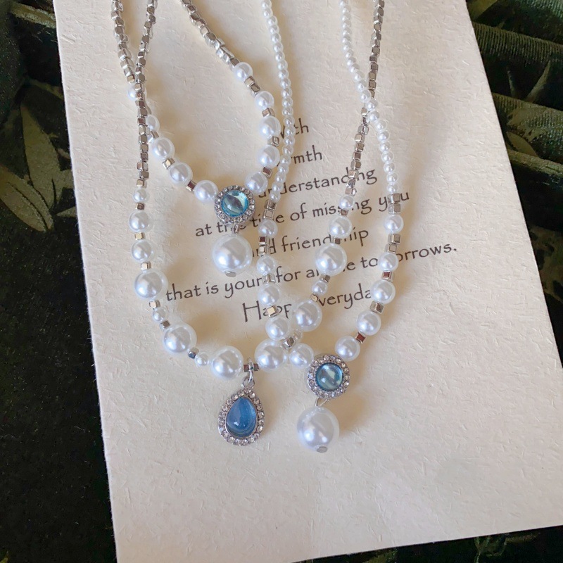 Aquamarine Pearl Necklace For Women Special-interest Design - Image 10