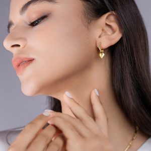 Rotating Love - Luxurious And Fashionable Minimalist Trend Jewelry Silver Earrings And Studs Set With Top Quality Morganite Stones, Made Of S925 Silver Electroplated With Gold.