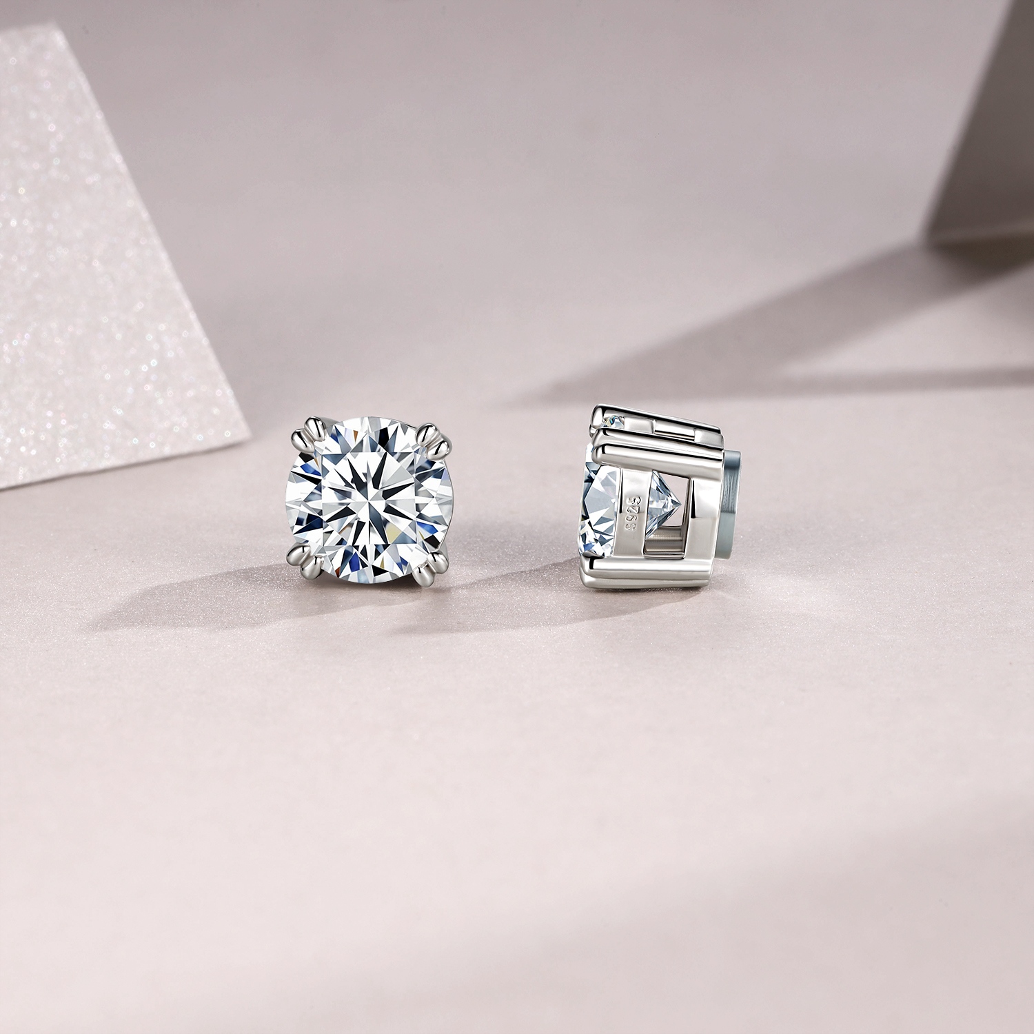 A Luxurious And Fashionable Minimalist Jewelry Earring Set Featuring 3 Carats Of Top-quality Morganite, Made Of S925 Silver Electroplated With Platinum. - Image 2