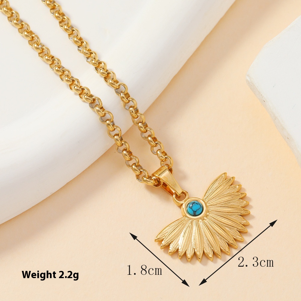 Turquoise Heart and Star Pendant, Stainless Steel - Image 13