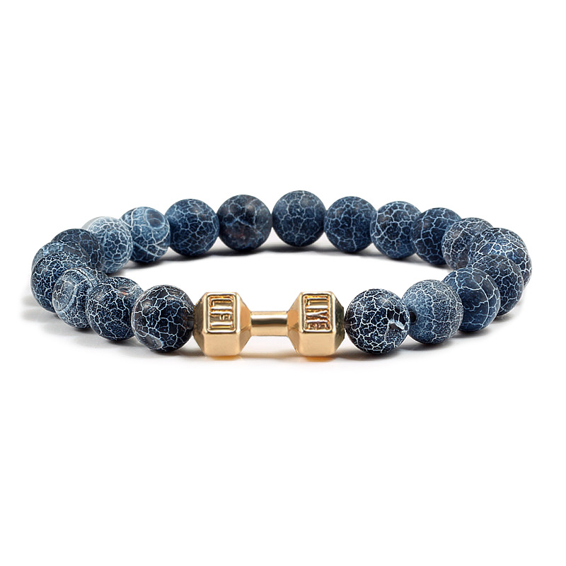 Turquoise Energy Gun Black Electroplated Alloy Barbell Bracelet - Image 9