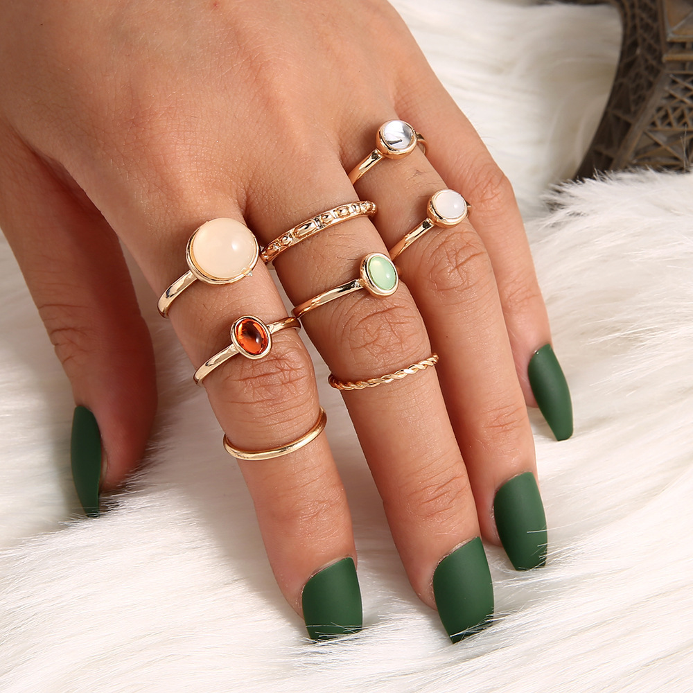 New Fashion Opal Champagne Multicolor Knuckle Ring - Image 5