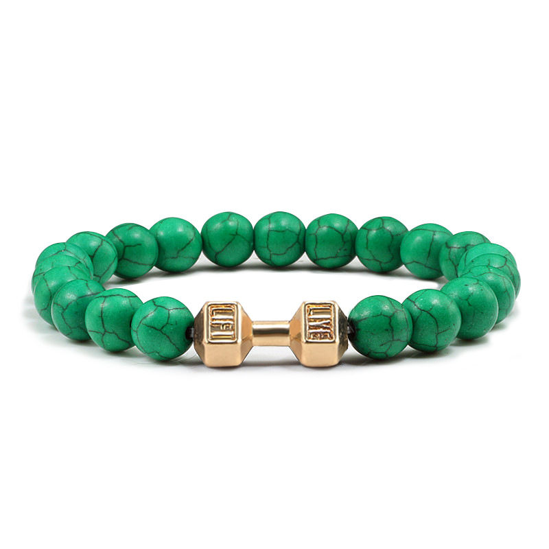 Turquoise Energy Gun Black Electroplated Alloy Barbell Bracelet - Image 11