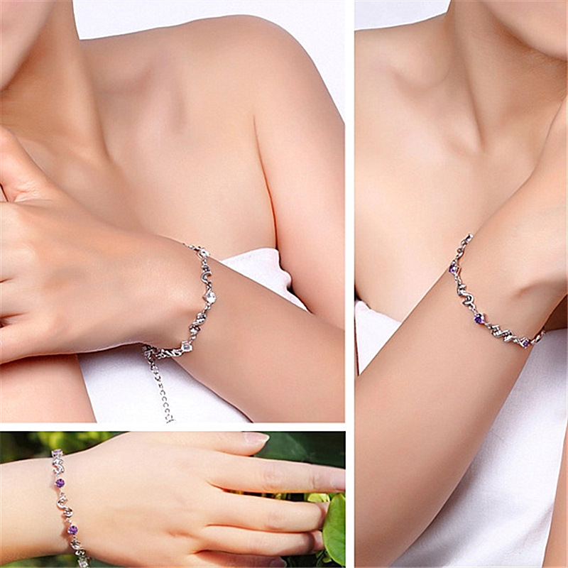 Red Bean Amethyst White Gold Plated 8-shaped Bracelet - Image 5