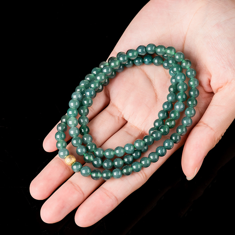 Natural Jadeite Jade 6mm Blue Water Jade Bead Necklace
