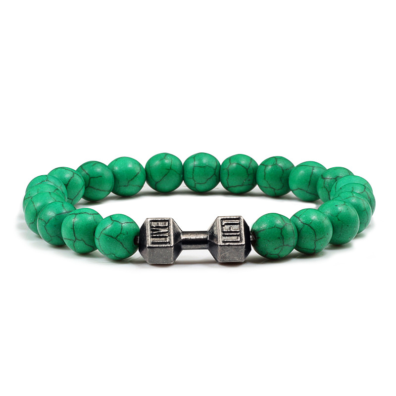 Turquoise Energy Gun Black Electroplated Alloy Barbell Bracelet - Image 5