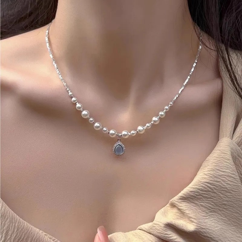 Aquamarine Pearl Necklace For Women Special-interest Design - Image 7
