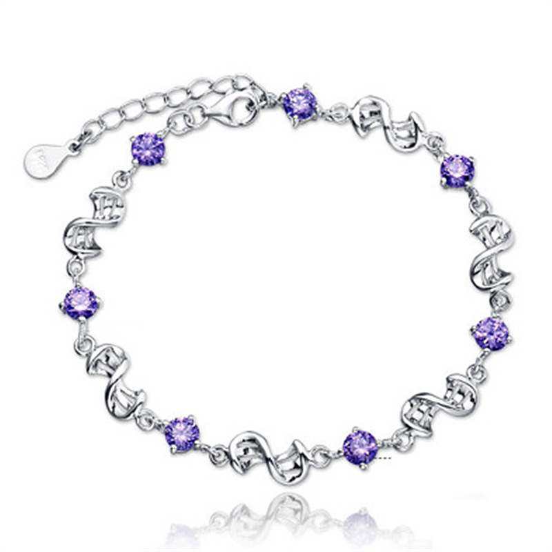 Red Bean Amethyst White Gold Plated 8-shaped Bracelet - Image 2