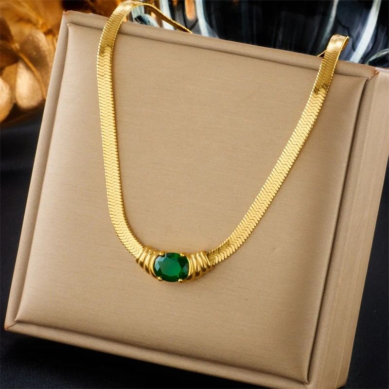Emerald Titanium Steel Blade Necklace For Women - Image 6