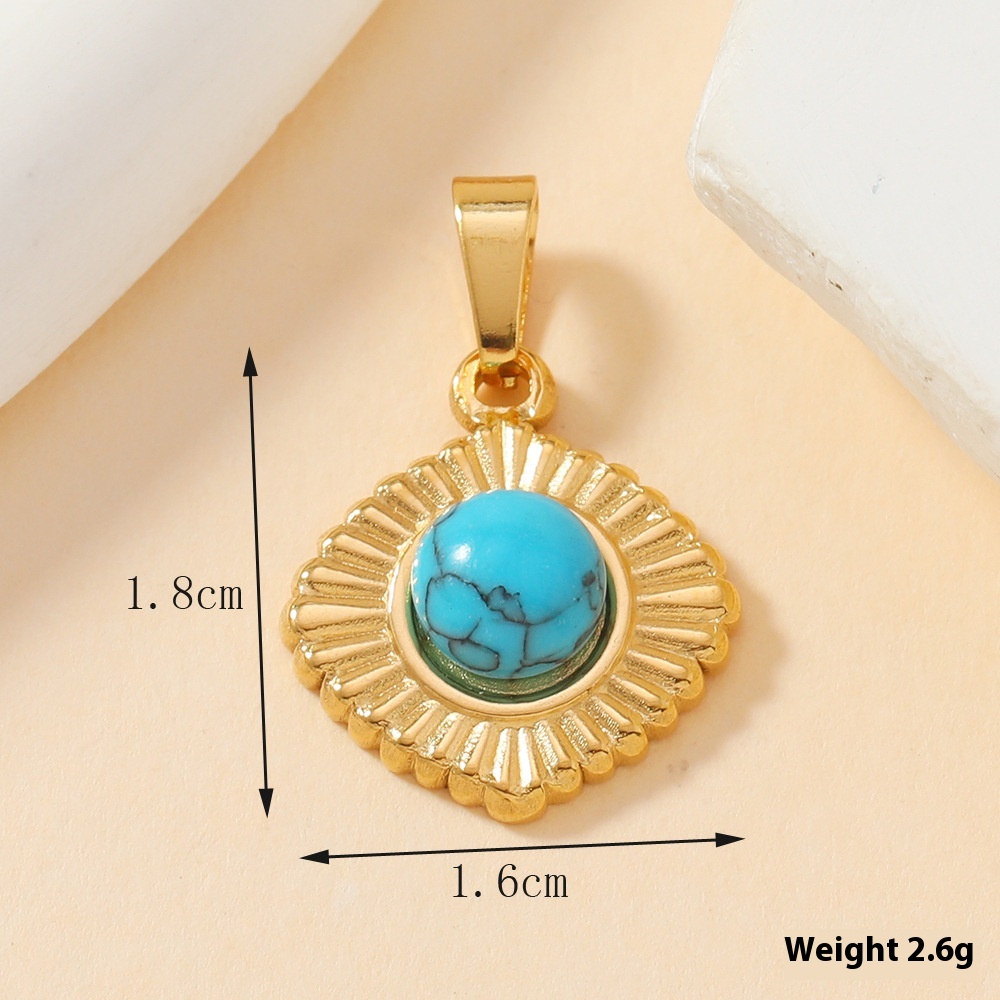 Turquoise Heart and Star Pendant, Stainless Steel - Image 2