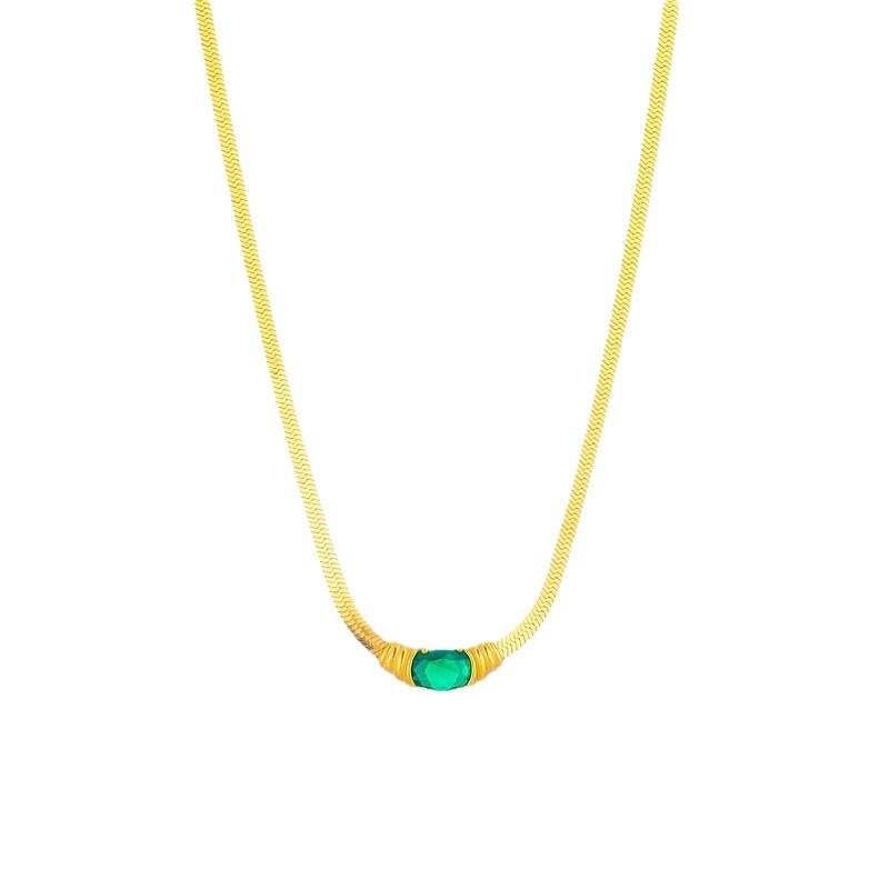 Emerald Titanium Steel Blade Necklace For Women - Image 3