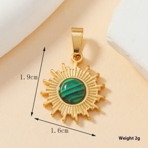 Turquoise Heart and Star Pendant, Stainless Steel