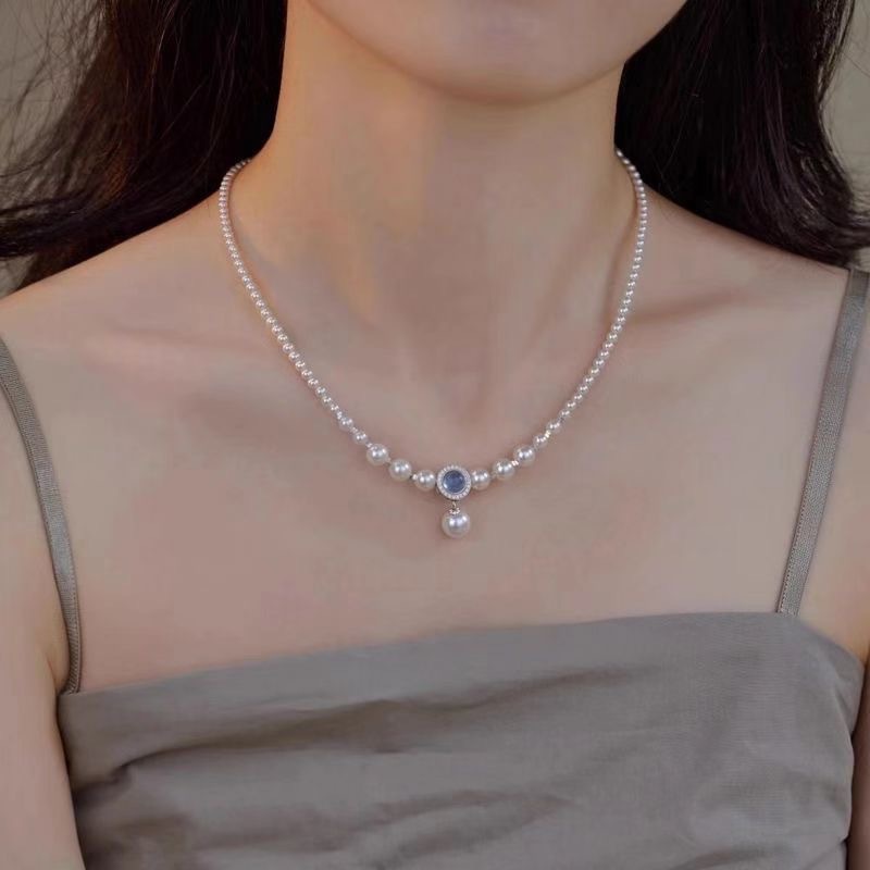 Aquamarine Pearl Necklace For Women Special-interest Design - Image 9