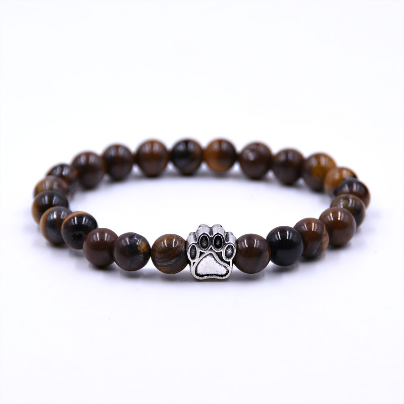 Volcanic Stone Dog Paw Bracelet Tiger Eye Stone
