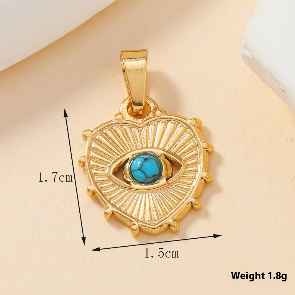 Turquoise Heart and Star Pendant, Stainless Steel - Image 5