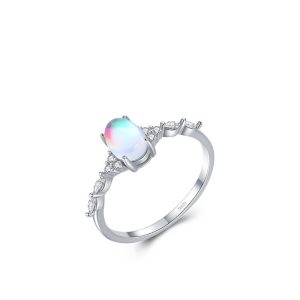 S925 Sterling Silver Ins Cold Style Moonstone Ring