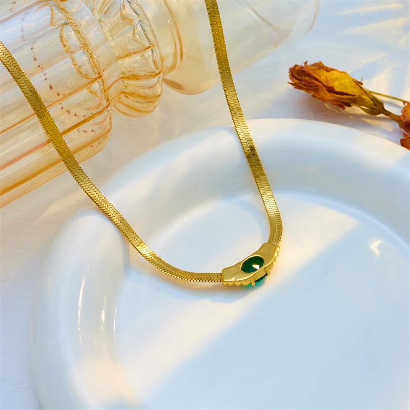 Emerald Titanium Steel Blade Necklace For Women - Image 7