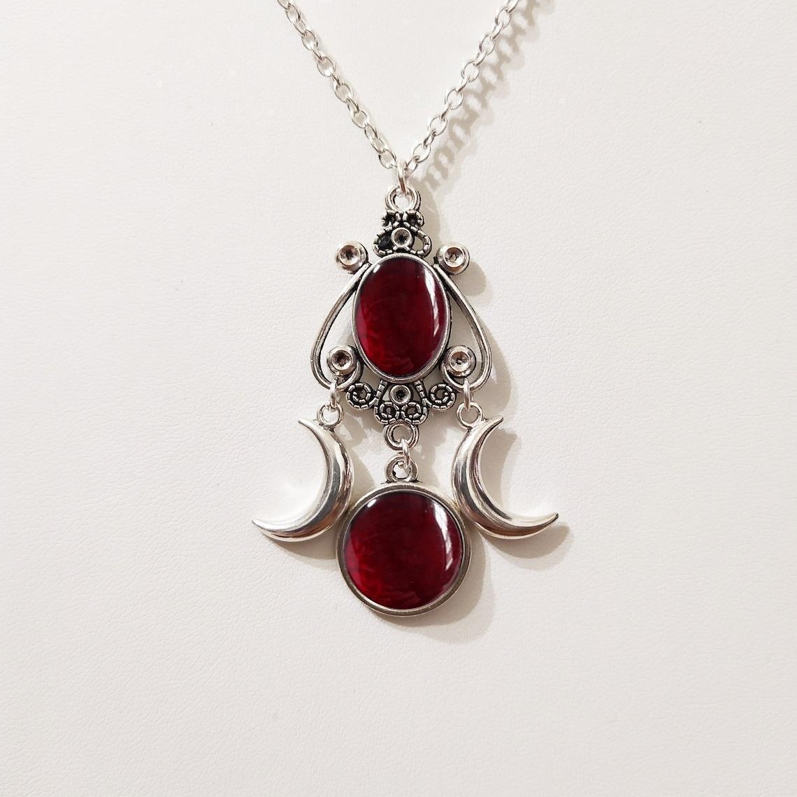 Triple Moon Goddess Amethyst Alloy Necklace - Image 7